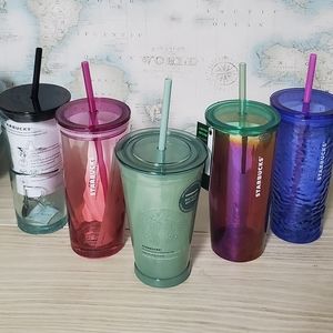 5 Starbucks glass tumblers